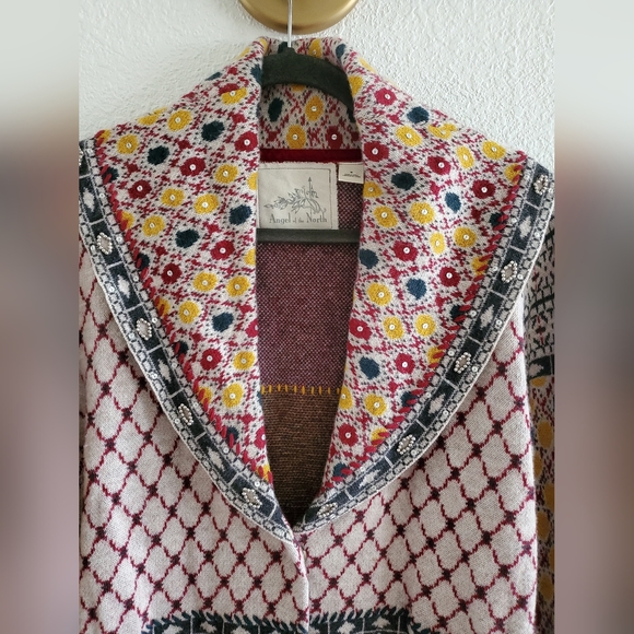 ANGEL OF THE NORTH ANTHROPOLOGIE Longline Beaded Lambswool Sweater Cardigan M - Picture 7 of 8